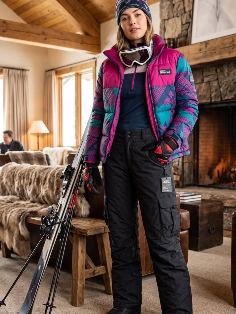 SPORT ESSENTIALS Women’s Black Cargo Ski Pants Durable Snow Snowboard Size M